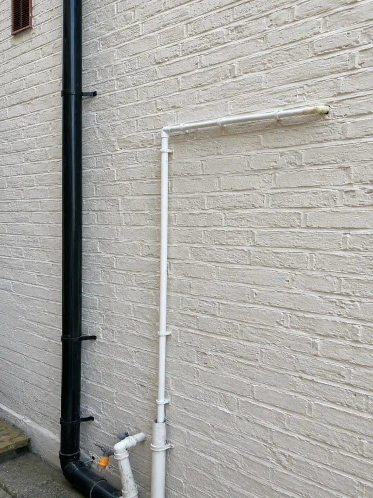 Inspection of the external condensate discharge pip on the Main boiler in Hanwell